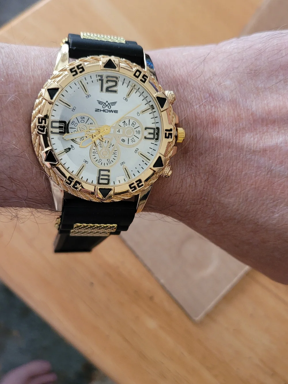 Howe Gold-Tone Chronograph Men's Watch with Black Strap